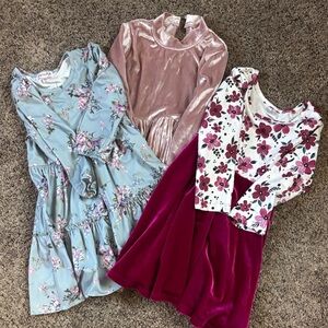 Floral and Velvet Kids Dress Set